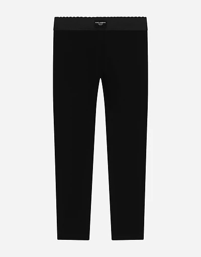 Jersey leggings with logo tag