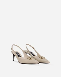 Polished calfskin slingbacks
