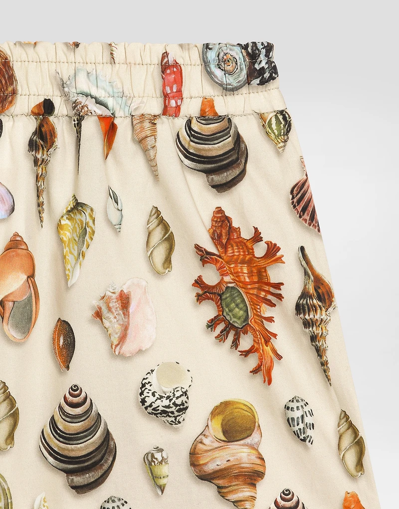 Shell-print poplin bermuda shorts