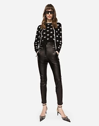 Faux leather jeans with zipper