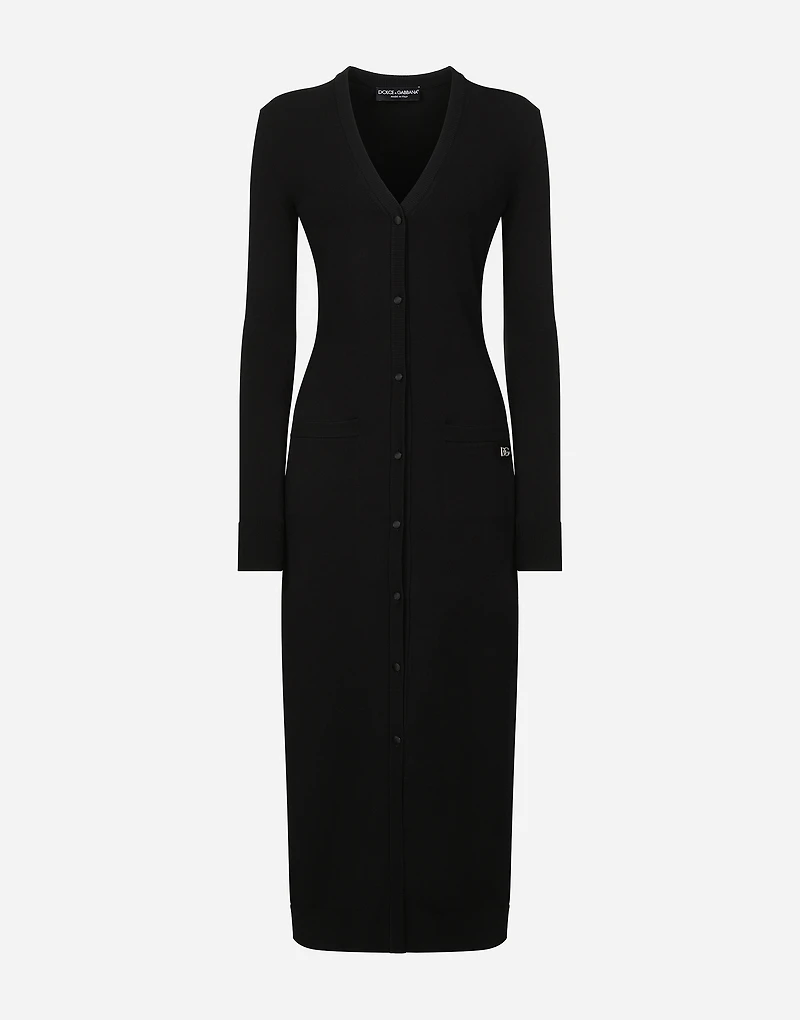 Long stretch viscose knit cardigan with DG logo