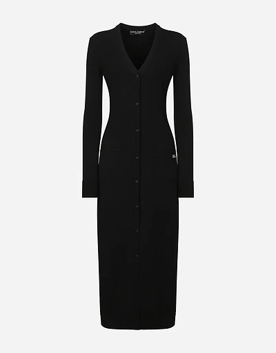 Long stretch viscose knit cardigan with DG logo