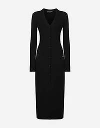 Long stretch viscose knit cardigan with DG logo