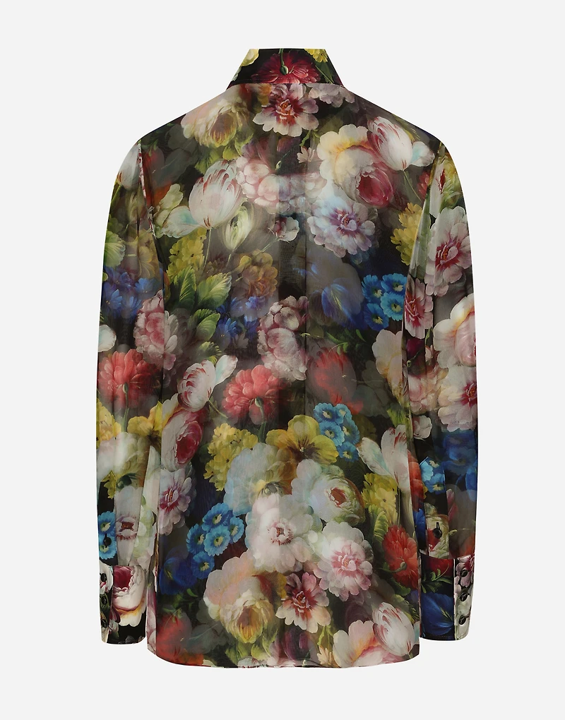 Chiffon shirt with nocturnal flower print