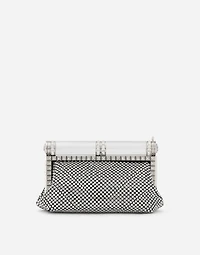 Satin bag with fusible rhinestones