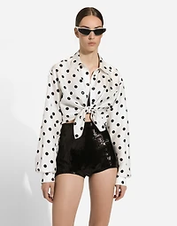 Silk twill shirt with polka-dot print