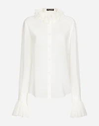 Georgette shirt with pleated cuffs and collar details