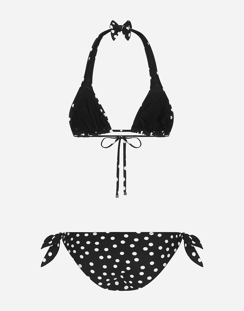 Polka-dot triangle bikini