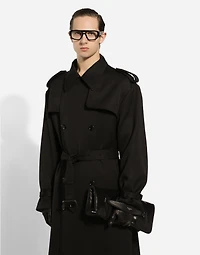 Double-breasted wool trench coat