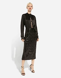 Satin shirt with bow-tie detailing