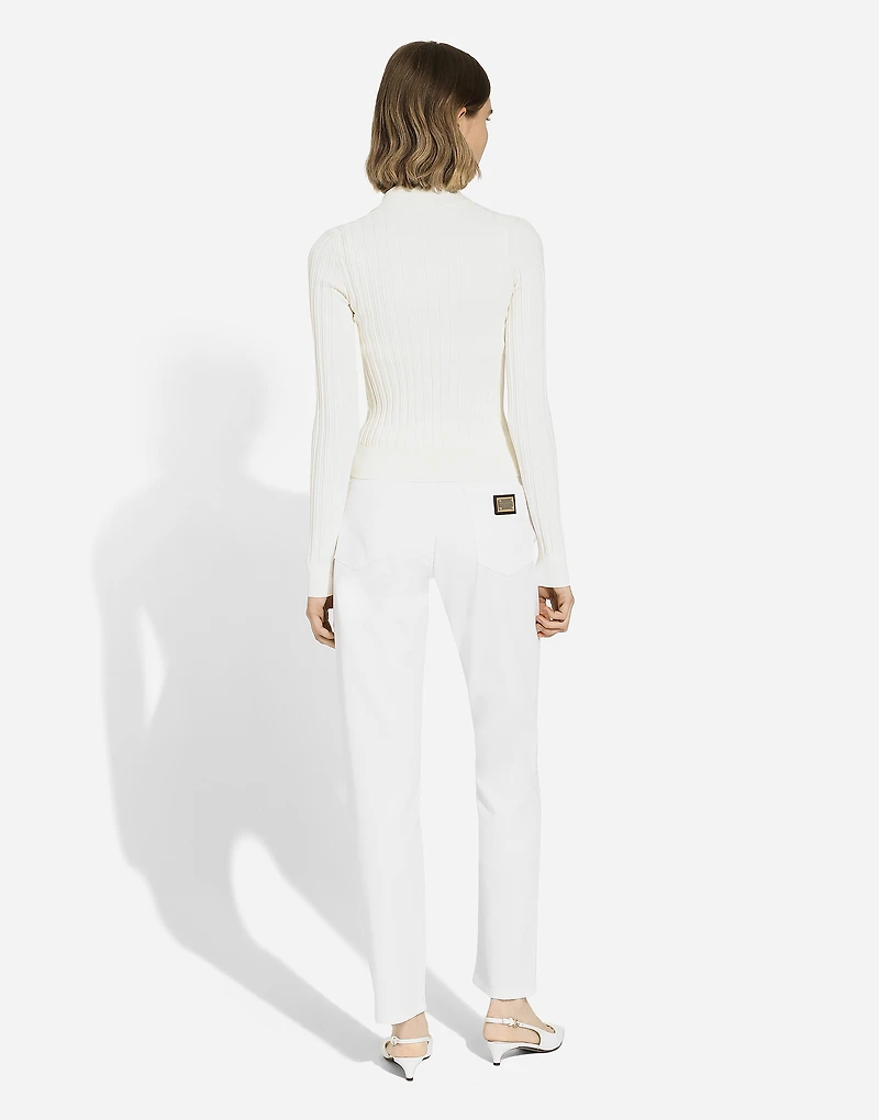 Cropped ribbed viscose polo-shirt with DG logo