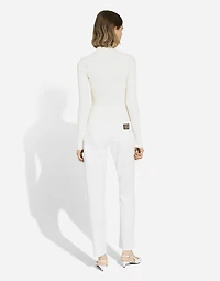 Cropped ribbed viscose polo-shirt with DG logo