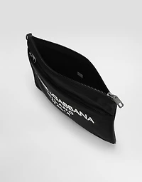 Nylon pouch with rubberized logo
