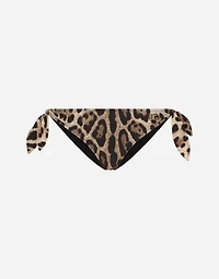 Leopard-print tie bikini bottoms