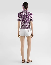 Majolica-print silk polo