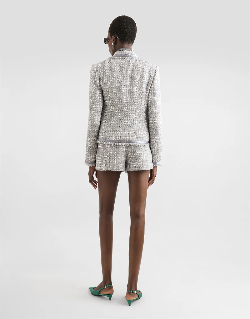 Short single-breasted lamé bouclé jacket
