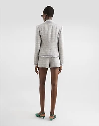 Short single-breasted lamé bouclé jacket