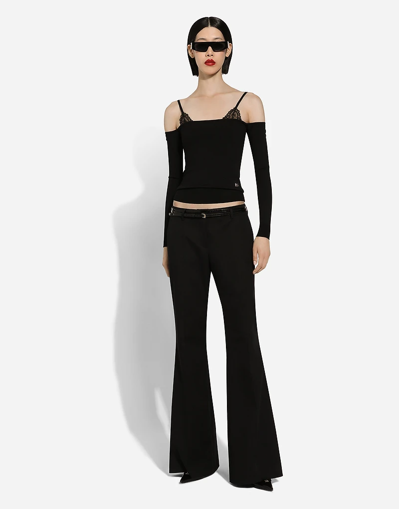 Strapless viscose sweater with muffs