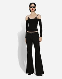 Strapless viscose sweater with muffs