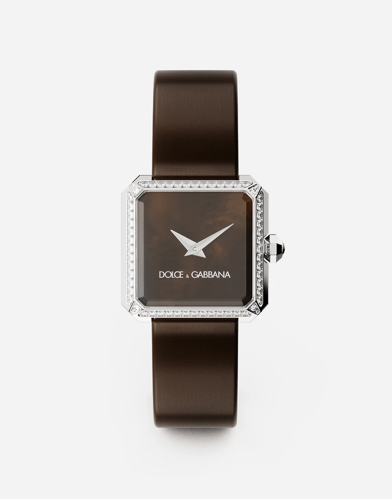 Sofia steel watch with colorless diamonds
