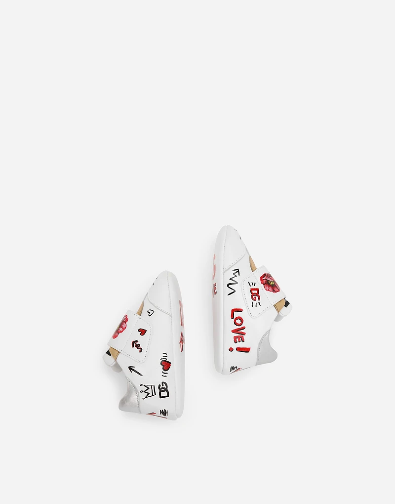 Printed lambskin low-top sneakers