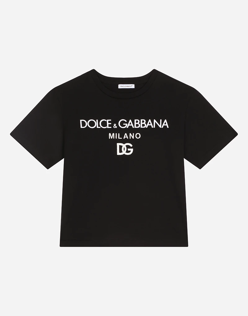 Jersey round-neck T-shirt with DG Milano embroidery