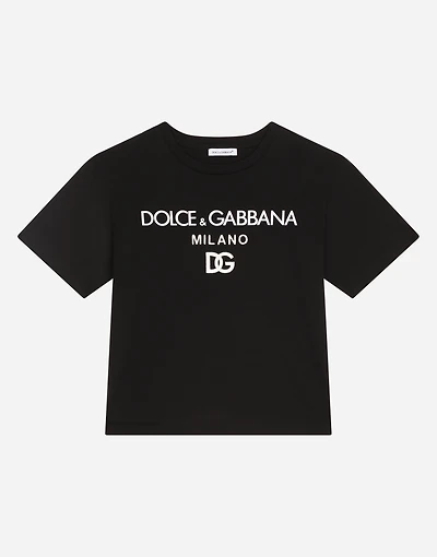Jersey round-neck T-shirt with DG Milano embroidery