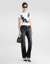Jersey T-shirt with DG logo pin and lace details