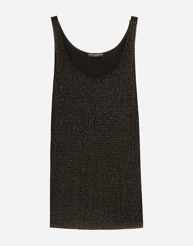 Embroidered silk singlet