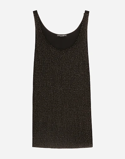 Embroidered silk singlet