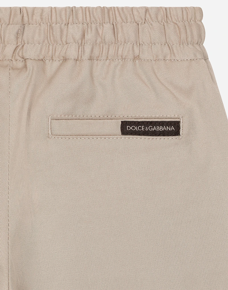 Gabardine shorts with branded label