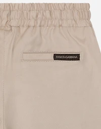 Gabardine shorts with branded label
