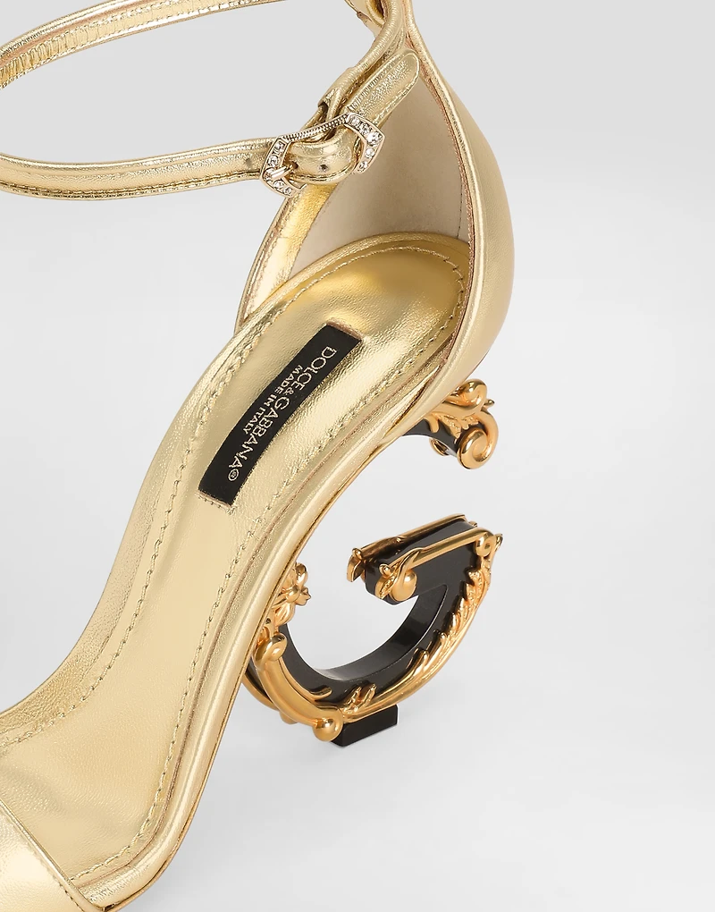 Nappa mordore sandals with baroque DG heel