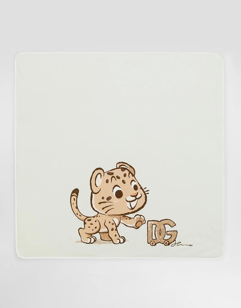 Interlock blanket with leopard print