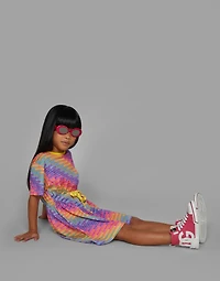 Jersey dress with all-over logo print