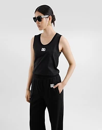 Oversize jersey tank top with DG logo embroidery