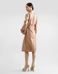 Coated faux leather trench coat