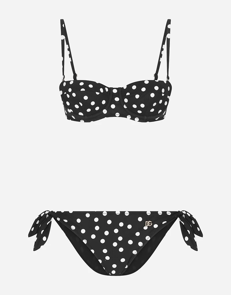 Polka-dot balconette bikini