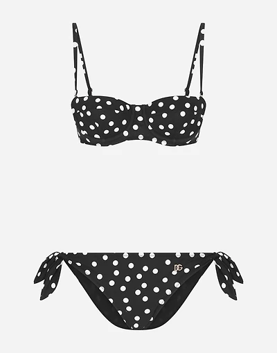 Polka-dot balconette bikini