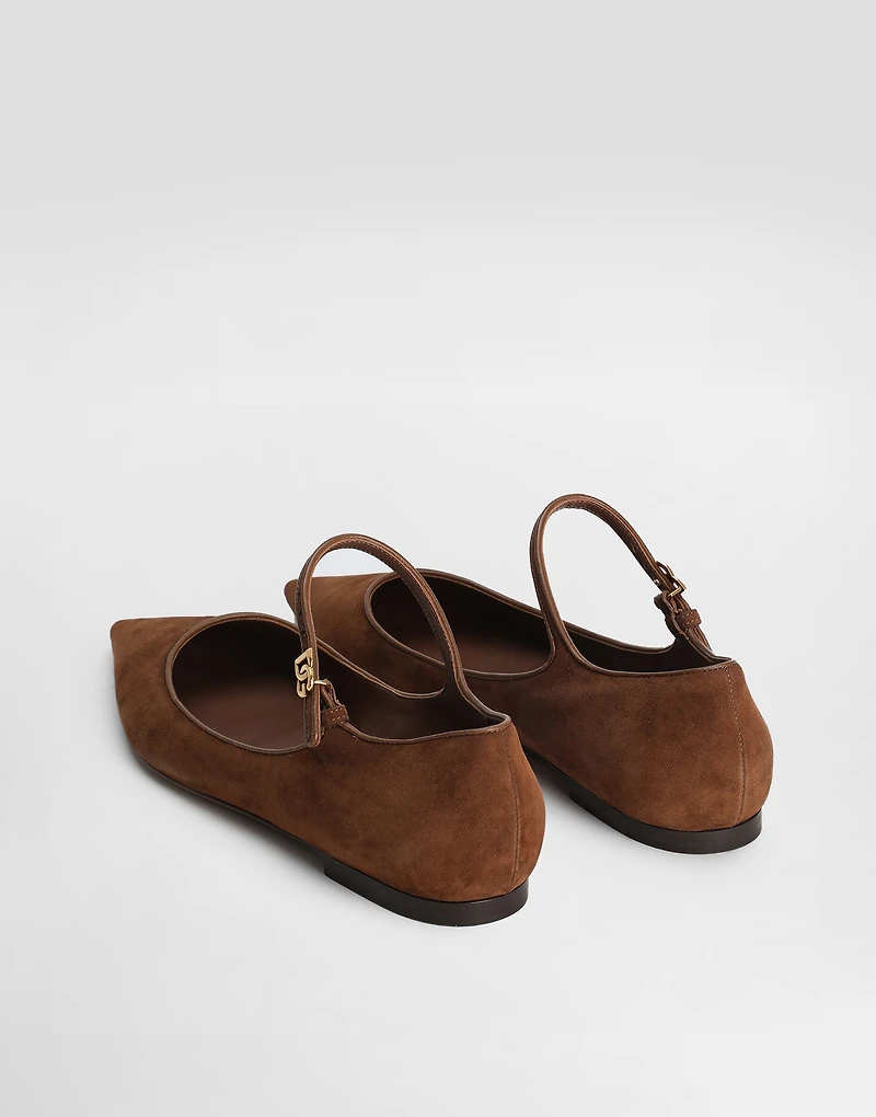 Suede and nappa leather ballet flats