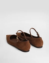 Suede and nappa leather ballet flats