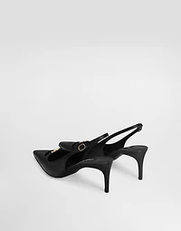Lollo silk nappa leather slingback