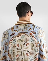 Shell-print silk twill vanity shirt