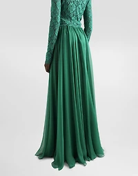 Long chiffon and lace dress