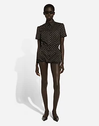 Cotton playsuit with polka-dot print