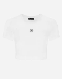 Cropped jersey T-shirt with DG logo