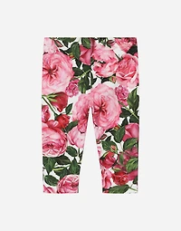 Interlock leggings with rose print over a white background