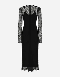 Chantilly lace fil coupé calf-length dress