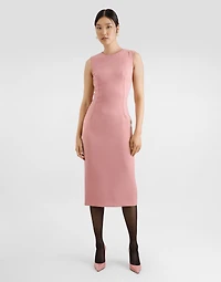 Wool crepe sheath longuette dress