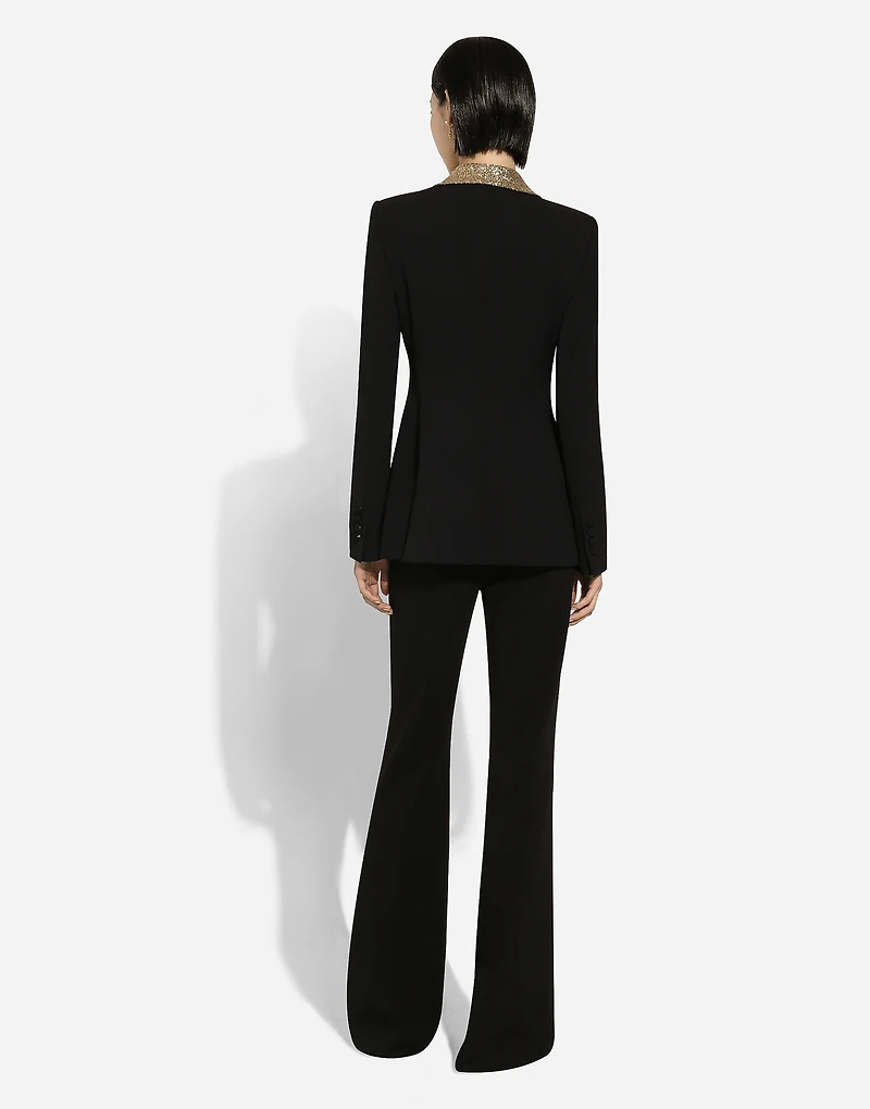 Single-breasted wool Turlington jacket with sequined lapels